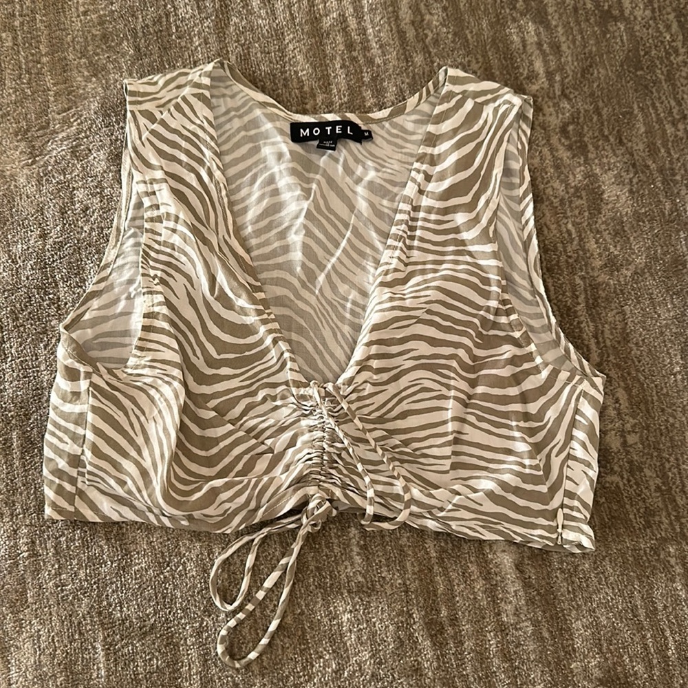 Motel rocks zebra print crop top - medium